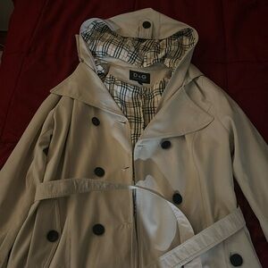 DOLCE AND GABBANA Belted Jacket Trench Coat, Beige, Khaki Long Women's XL